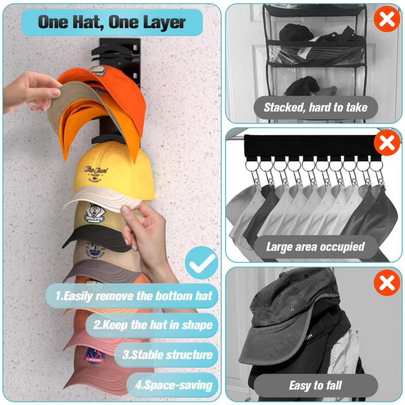 Hat Organizer for Caps 2Pack