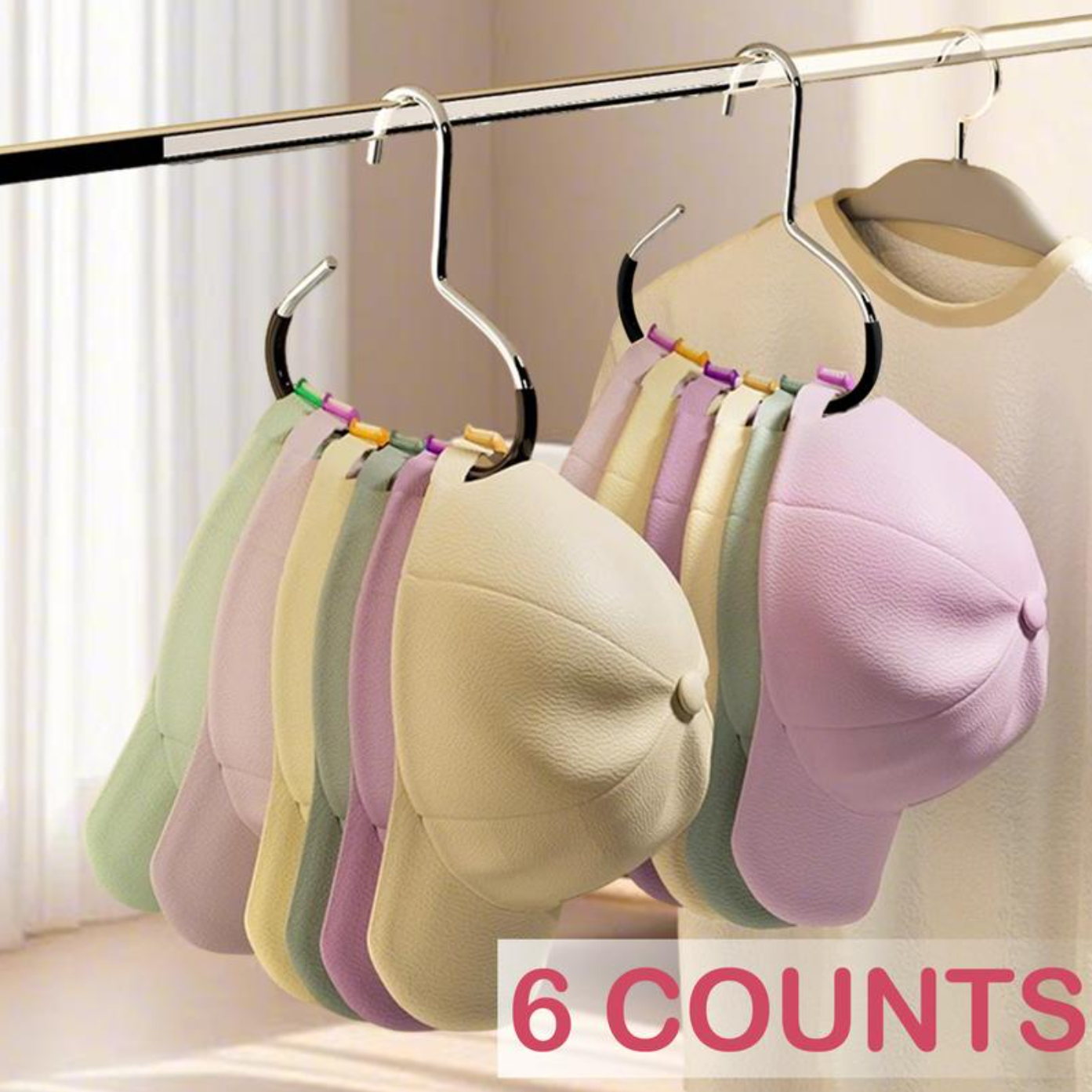 6 Counts Hat Hanger for Closet