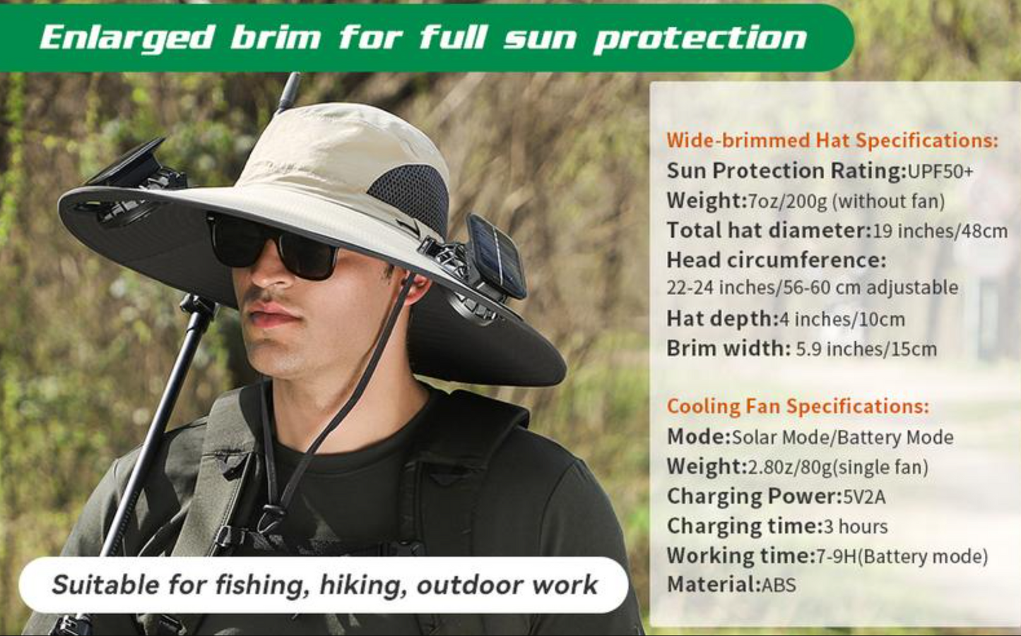 Solar Fan Outdoor Fishing Hat