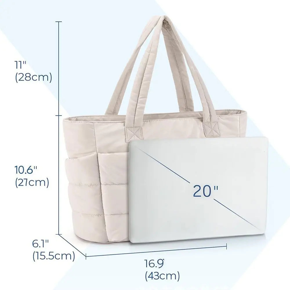 Large Quilted Laptop Tote Bag