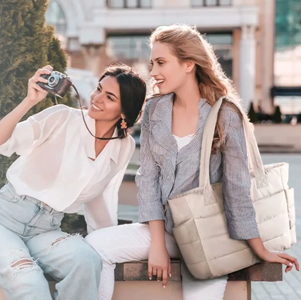 Large Quilted Laptop Tote Bag